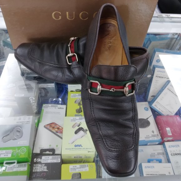 Authentic Gucci Men\'s Leather Horsebit Loafer 190005. Size 11. Dark Cocoa.